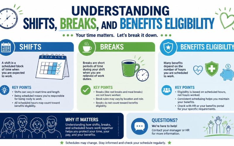 Understanding Shifts, Breaks, and Benefits Eligibility